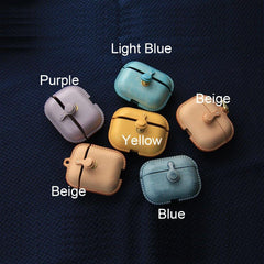 Handmade Green&Yellow Leather AirPods Pro Case Leather AirPods Case Airpod Case Cover - iwalletsmen