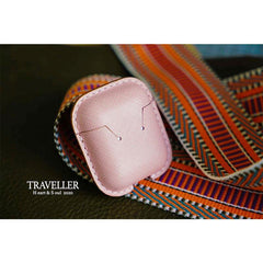 Handmade Pink Leather AirPods 1,2 Cases Leather AirPods Case 1,2 Airpod Case Cover - iwalletsmen