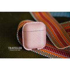 Handmade Pink Leather AirPods 1,2 Cases Leather AirPods Case 1,2 Airpod Case Cover - iwalletsmen