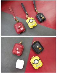 Handmade Camouflage Leather AirPods 1,2 Cases with Wristlet Strap Leather AirPods Cases Airpod Case Cover - iwalletsmen