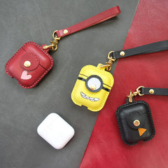 Handmade Camouflage Leather AirPods 1,2 Cases with Wristlet Strap Leather AirPods Cases Airpod Case Cover - iwalletsmen