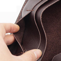 Handmade Slim Brown Leather Mens Bifold Long Wallet Lots Cards Long Wallet for Men - iwalletsmen