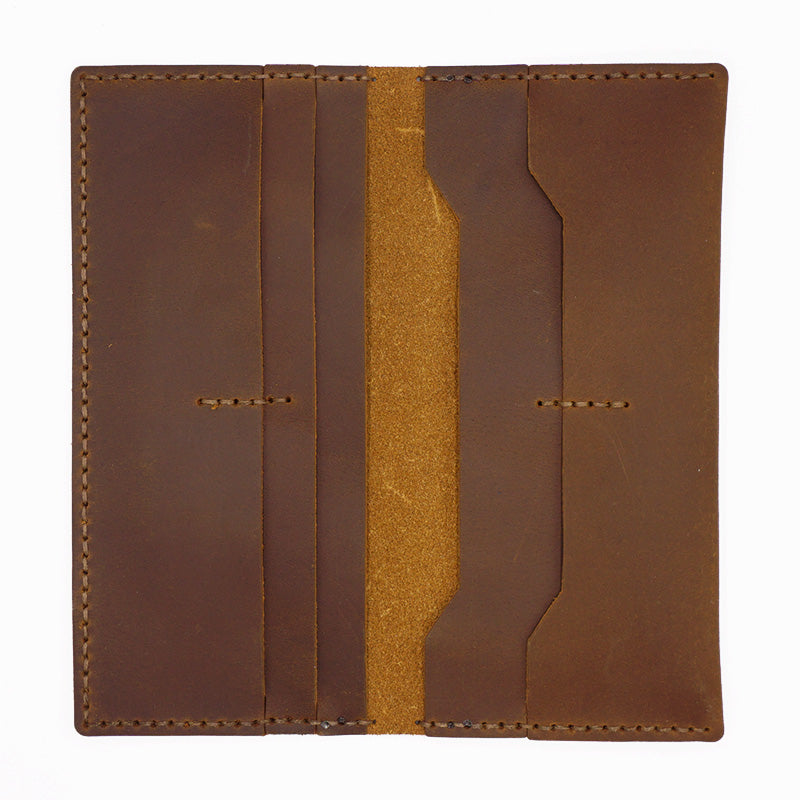 Handmade Slim Blue Leather Mens Bifold Long Wallet Lots Cards Long Wallet for Men - iwalletsmen