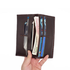 Handmade Slim Blue Leather Mens Bifold Long Wallet Lots Cards Long Wallet for Men - iwalletsmen