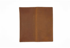 Handmade Slim Brown Leather Mens Bifold Long Wallet Lots Cards Long Wallet for Men - iwalletsmen