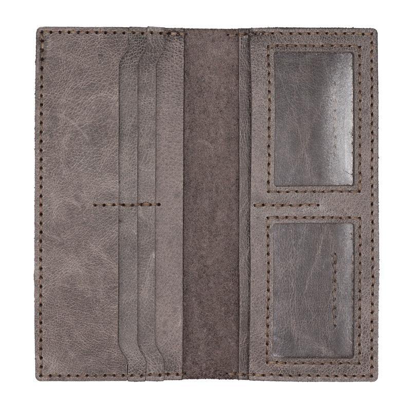 Handmade Slim Checkbook Wallet Leather Mens Bifold Long Wallet Lots Cards Long Wallet for Men - iwalletsmen