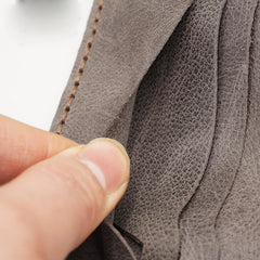 Handmade Slim Checkbook Wallet Leather Mens Bifold Long Wallet Lots Cards Long Wallet for Men - iwalletsmen