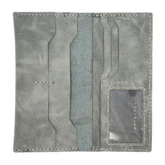 Handmade Slim Leather Mens Bifold Long Wallets Checkbook Wallet Lots Cards Long Wallet for Men - iwalletsmen