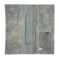 Handmade Slim Leather Mens Bifold Long Wallets Checkbook Wallet Lots Cards Long Wallet for Men - iwalletsmen