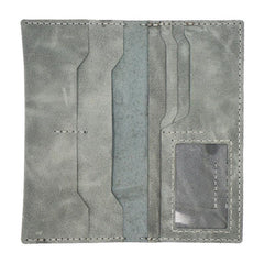 Handmade Slim Leather Mens Bifold Long Wallet Checkbook Wallet Lots Cards Long Wallet for Men - iwalletsmen