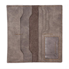 Handmade Slim Leather Mens Bifold Long Wallets Checkbook Wallet Lots Cards Long Wallet for Men - iwalletsmen