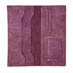 Handmade Slim Leather Mens Bifold Long Wallets Checkbook Wallet Lots Cards Long Wallet for Men - iwalletsmen