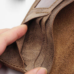 Handmade Slim Leather Mens Bifold Long Wallets Checkbook Wallet Lots Cards Long Wallet for Men - iwalletsmen