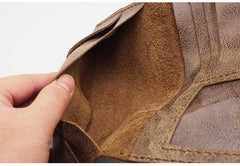 Handmade Slim Leather Mens Bifold Long Wallets Checkbook Wallet Lots Cards Long Wallet for Men - iwalletsmen