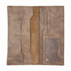 Handmade Slim Leather Mens Bifold Long Wallets Checkbook Wallet Lots Cards Long Wallet for Men - iwalletsmen