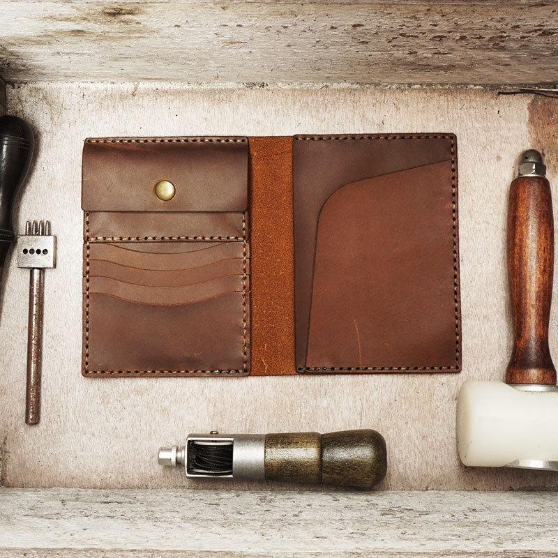 Handmade Slim Leather Mens Bifold Travel Wallets Brown Passport Wallet Long Wallet for Men - iwalletsmen