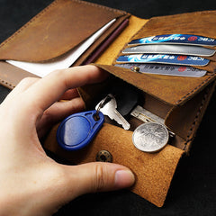 Handmade Slim Leather Mens Bifold Travel Wallets Brown Passport Wallet Long Wallet for Men - iwalletsmen