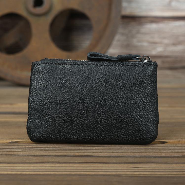 Vintage Small Slim Wallet Leather Men's Wallet Black Front Pocket Wallet Coin Holder Card Holder For Men - iwalletsmen