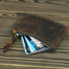 Vintage Small Slim Wallet Leather Men's Wallet Black Front Pocket Wallet Coin Holder Card Holder For Men - iwalletsmen