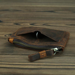 Vintage Small Slim Wallet Leather Men's Wallet Black Front Pocket Wallet Coin Holder Card Holder For Men - iwalletsmen