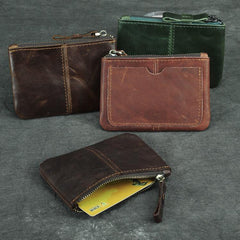 Vintage Small Slim Wallet Leather Men's Wallet Black Front Pocket Wallet Coin Holder Card Holder For Men - iwalletsmen