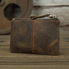 Vintage Small Slim Wallet Leather Men's Wallet Black Front Pocket Wallet Coin Holder Card Holder For Men - iwalletsmen