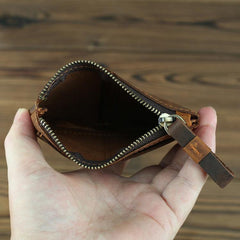 Vintage Small Slim Wallet Leather Men's Wallet Black Front Pocket Wallet Coin Holder Card Holder For Men - iwalletsmen