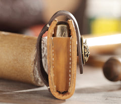 Handmade Brown Leather Mens Armor Zippo Lighter Cases With Belt Loop Zippo Standard Lighter Holders For Men - iwalletsmen