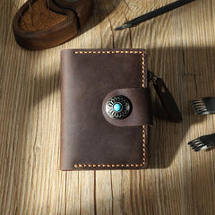 Handmade Vintage Blue Leather Mens Keys Holder Keys Cards Wallet With Coin Pocket for Men - iwalletsmen