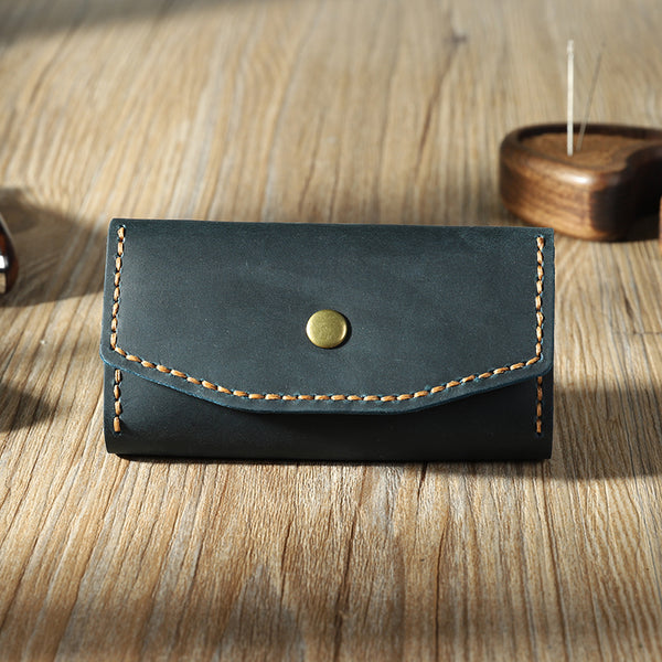 Handmade Vintage Blue Leather Mens Keys Holder Keys Wallet Car Key Holders for Men - iwalletsmen