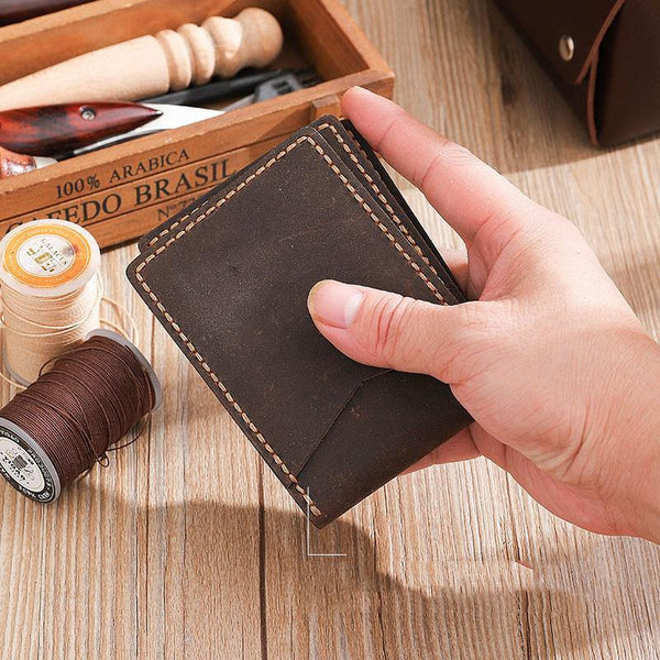 Handmade Coffee Leather Mens Licenses Wallet Personalized Bifold License Cards Wallets for Men - iwalletsmen