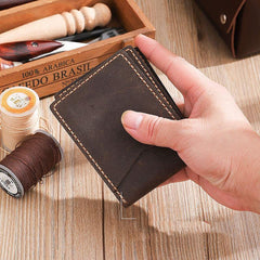 Handmade Vintage Leather Mens Licenses Wallet Personalized Bifold License Cards Wallets for Men - iwalletsmen