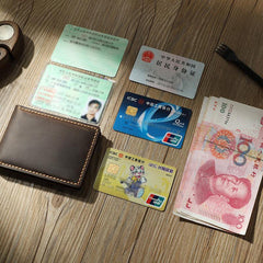 Handmade Coffee Leather Mens Licenses Wallet Personalized Bifold License Cards Wallets for Men - iwalletsmen
