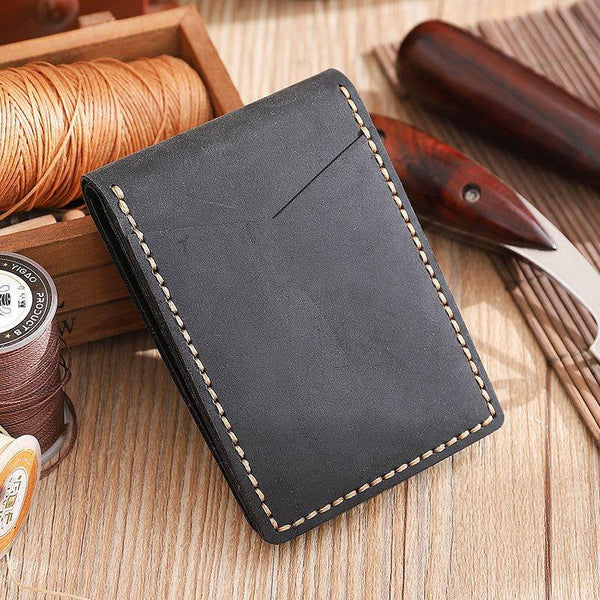 Handmade Black Leather Mens Licenses Wallet Personalized Bifold License Cards Wallets for Men - iwalletsmen
