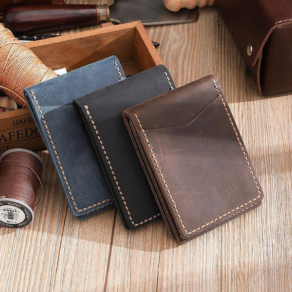 Handmade Vintage Leather Mens Licenses Wallet Personalized Bifold License Cards Wallets for Men - iwalletsmen