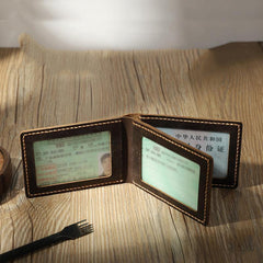 Handmade Coffee Leather Mens Licenses Wallet Personalized Bifold License Cards Wallets for Men - iwalletsmen