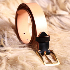 Handmade Beige Leather Mens Belt Leather Belt for Men - iwalletsmen