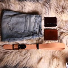 Handmade Beige Leather Mens Belt Leather Belt for Men - iwalletsmen