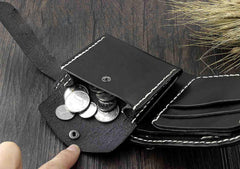 Handmade Black Leather Men's Small Biker Wallet Chain Wallet billfold Wallet with Chain For Men - iwalletsmen