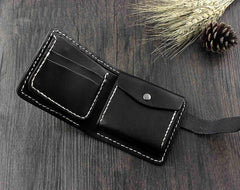 Handmade Black Leather Men's Small Biker Wallet Chain Wallet billfold Wallet with Chain For Men - iwalletsmen