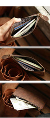 Vintage Black Leather Mens Phone Wallet Clutch Bag Wristlet Bag Zipper Long Wallet For Men - iwalletsmen