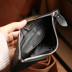 Vintage Black Leather Mens Phone Wallet Clutch Bag Wristlet Bag Zipper Long Wallet For Men - iwalletsmen