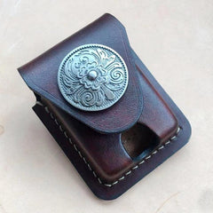 Leather Coffee Handmade Indian Mens Armor Zippo Lighter Case Zippo Lighter Holder with Belt Loop for Men - iwalletsmen