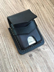 Handmade Leather Classic Zippo Lighter Case Coffee Standard Zippo Lighter Holder Pouch For Men - iwalletsmen