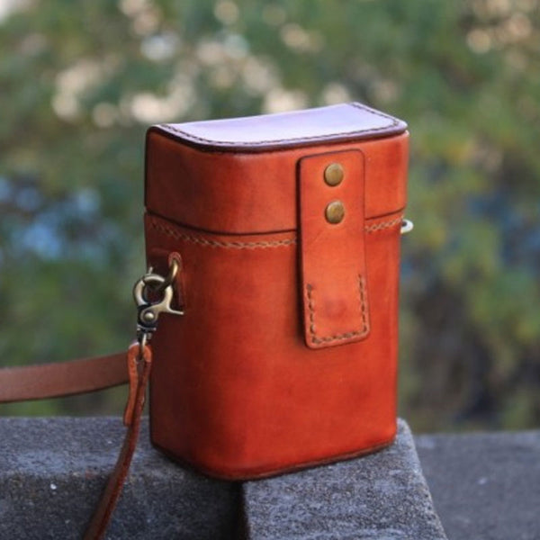 Handmade Brown Leather Mens Small Box Bag Shoulder Bag Messenger Bag for Men - iwalletsmen