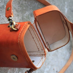 Handmade Brown Leather Mens Small Box Bag Shoulder Bag Messenger Bag for Men - iwalletsmen