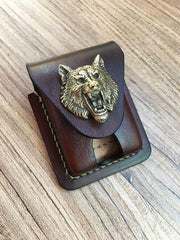 Handmade Brown Leather Mens Classic Zippo Lighter Case Zippo Lighter Pouch with Belt Loop For Men - iwalletsmen