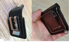 Handmade Black Leather Mens Armor Zippo Lighter Case Zippo Lighter Holder with Belt Loop for Men - iwalletsmen