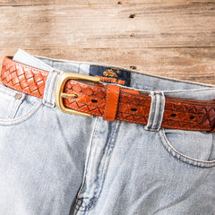 Handmade Cool Braided Leather Mens Belt Leather Belt for Men - iwalletsmen