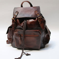 Handmade Cool Leather Mens Backpack Travel Backpacks Laptop Backpack for men - iwalletsmen